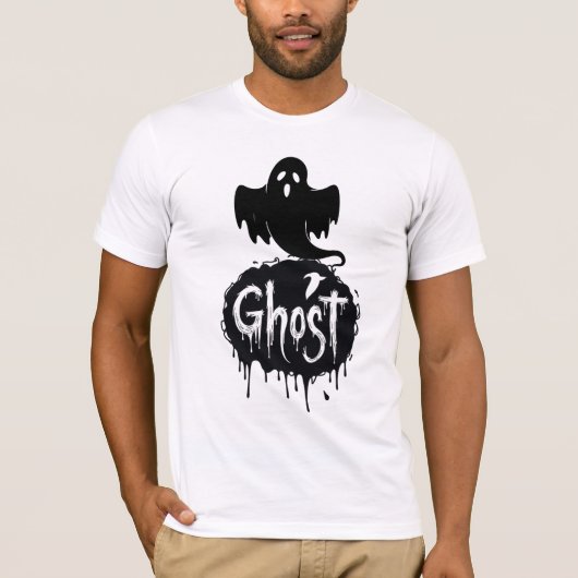 Ghost – Dark Horror Dripping Text Art T-shirt (Voorkant)