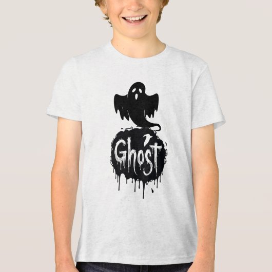 Ghost – Dark Horror Dripping Text Art Tri-Blend Shirt (Voorkant)