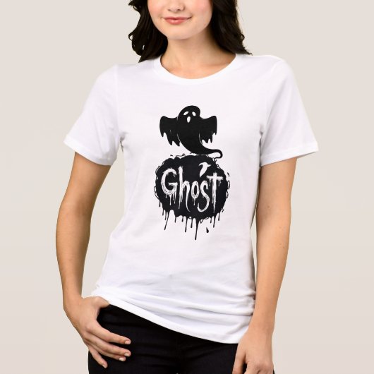 Ghost – Dark Horror Dripping Text Art Tri-Blend Shirt (Voorkant)