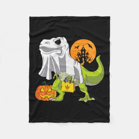 Ghost Dinosaur Funny T Rex Halloween voor Jongens Fleece Deken (Voorkant)