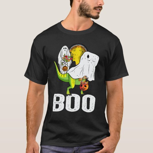 Ghost Dinosaur rex Boo Halloween Boys Men Pumpkin T-shirt (Voorkant)
