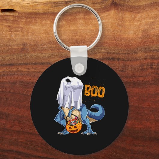 Ghost Dinosaur T Rex Funny Boo Halloween Boys Men Sleutelhanger (Voorkant)