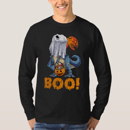 Ghost Dinosaur T rex Funny Boo Halloween Boys Men  T-shirt (Voorkant)