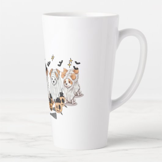 Ghost Dog Black Cat Pumpkin HalloweenLatte Mok (Rechts)