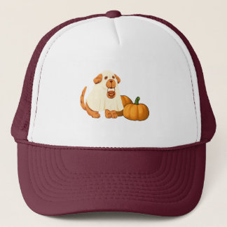 Ghost doggy met pompoenen trucker pet