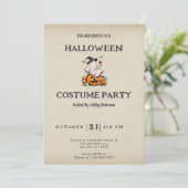 Ghost Drink Wijn Schattige Fun Halloween Kaart (Staand voorkant)