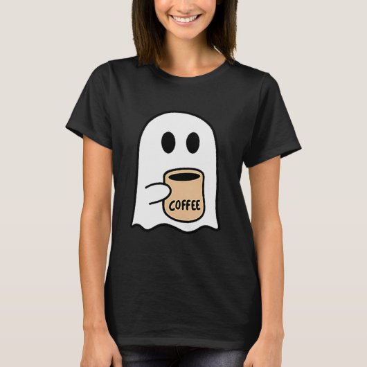 Ghost Drinking Coffee Funny Halloween Costume Coff T-shirt (Voorkant)