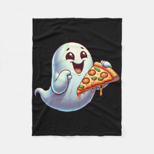Ghost Eating Pizza Halloween Mannen Vrouwen Kinder Fleece Deken