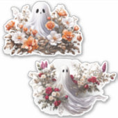 Ghost en Flowers Vinyl Stickers Aanpassen (Voorkant)
