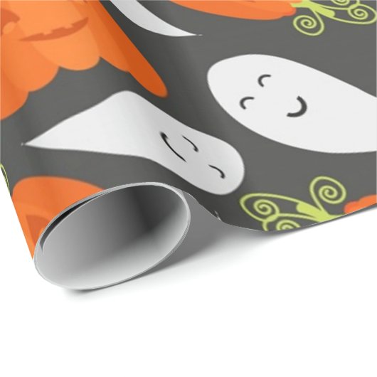Ghost- en pompoenpatroon cadeaupapier (Rol Hoek)