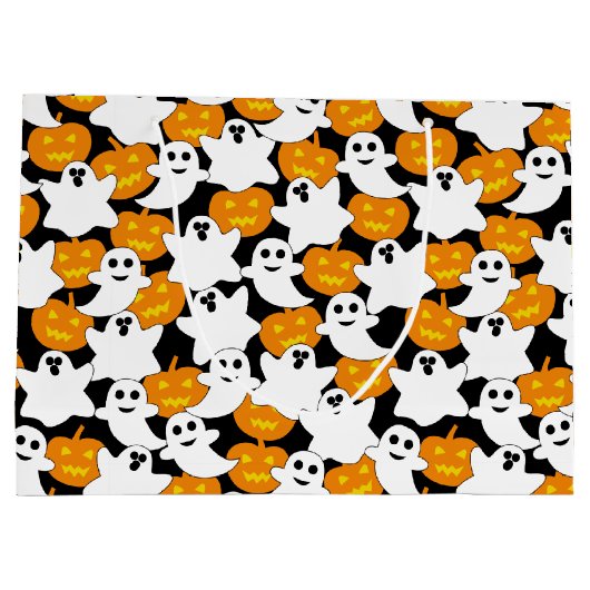 Ghost en Pumpkin Halloween Pattern Groot Cadeauzakje (Achterkant)