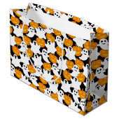 Ghost en Pumpkin Halloween Pattern Groot Cadeauzakje (Achterkant Gekanteld)