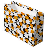 Ghost en Pumpkin Halloween Pattern Groot Cadeauzakje (Voorkant Gekanteld)