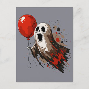 Ghost en rode ballon briefkaart