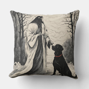 Ghost en zwarte hond Halloween 2024 Kussen