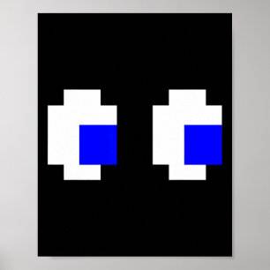 Ghost Eyes Pixel Arcade Videogame 8-bit matching Poster