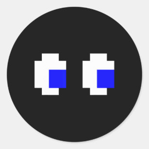 Ghost Eyes Pixel Arcade Videospel 8-bit Matching Ronde Sticker