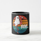 Ghost Flamingo Funny Halloween Mok (Midden)