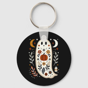 Ghost Folk Art Floral Herfst Herfst Pompoen Spooky Sleutelhanger