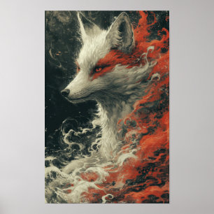Ghost Fox Miyazaki Hayao Style handgetekend Poster