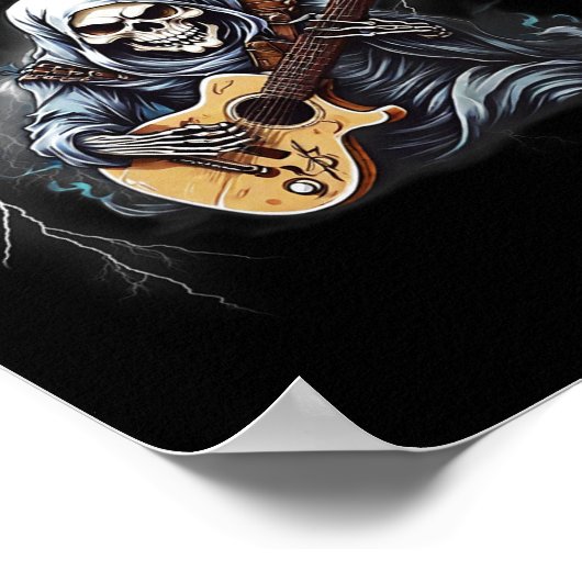 Ghost Gitaar Cool Gitaar Speler Skelet Handen Gui Poster (Hoek)