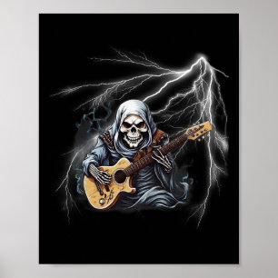 Ghost Gitaar Cool Gitaar Speler Skelet Handen Gui Poster