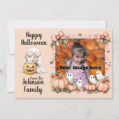 Ghost Greetings in Pink Plaid Feestdagenkaart (Voorkant)