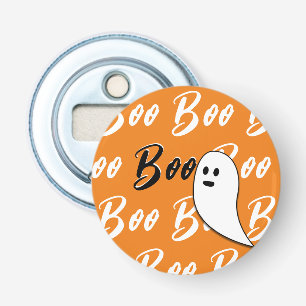 Ghost Halloween Black White oranje boo Button Flesopener