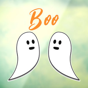 Ghost Halloween Black White oranje boo Raamsticker