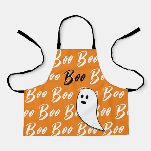 Ghost Halloween Black White oranje boo Schort (Voorkant)