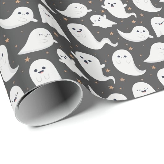 Ghost Halloween Dark Spooky Wrapping Paper Cadeaupapier (Rol Hoek)