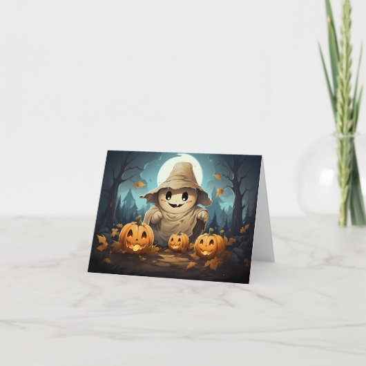 Ghost Halloween en Pumpkin Kaart (Voorkant)