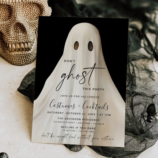 Ghost Halloween Party Invitation Drôle Cocktails