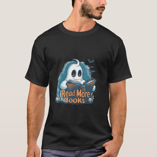 Ghost Halloween Pumpkin Spooky Lees Verder Boeken  T-shirt (Voorkant)