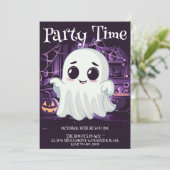 Ghost Halloween Schattigee illustratie uitnodiging (Staand voorkant)