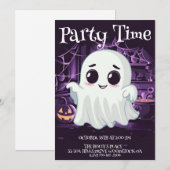 Ghost Halloween Schattigee illustratie uitnodiging (Voorkant / Achterkant)