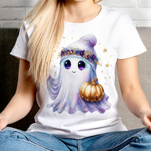 Ghost Halloween Schattigee Lavendar Paarse Bougie T-shirt