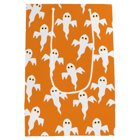 Ghost Halloween Sinaasappel Medium Cadeauzakje (Achterkant)