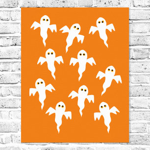 Ghost Halloween Sinaasappel Poster