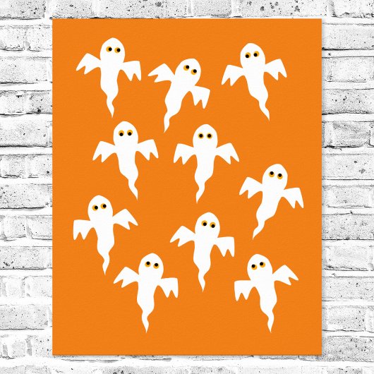 Ghost Halloween Sinaasappel Poster