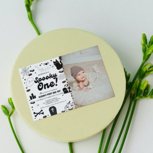 Ghost Halloween Spooky Een Eerste Verjaardag Kaart