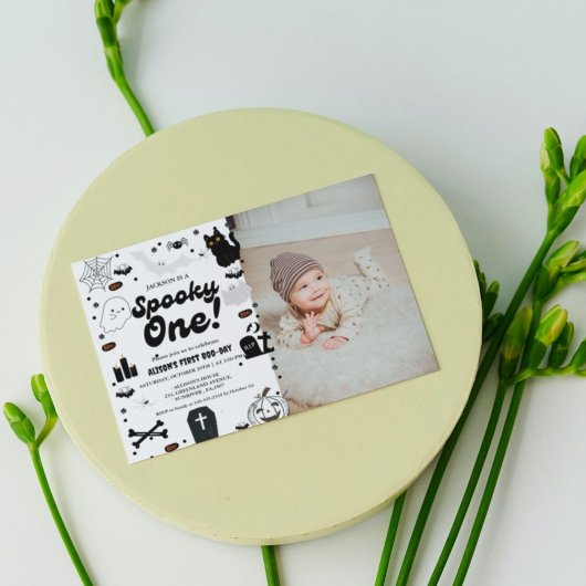 Ghost Halloween Spooky Een Eerste Verjaardag Kaart