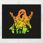 Ghost Halloween Spooky Halloween G Sparkling Wijnetiket (Enkel label)