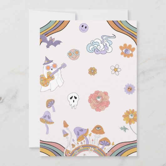 Ghost Halloween Spooky One Groovy 1e Verjaardag Kaart (Achterkant)