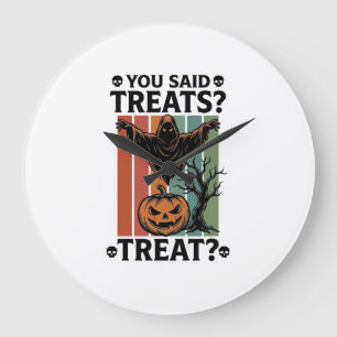 Ghost Halloween T-shirt met griezelige Treat Pun e Grote Klok