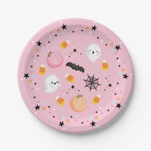 Ghost Halloween Verjaardag Roze Spooktacular Papieren Bordje
