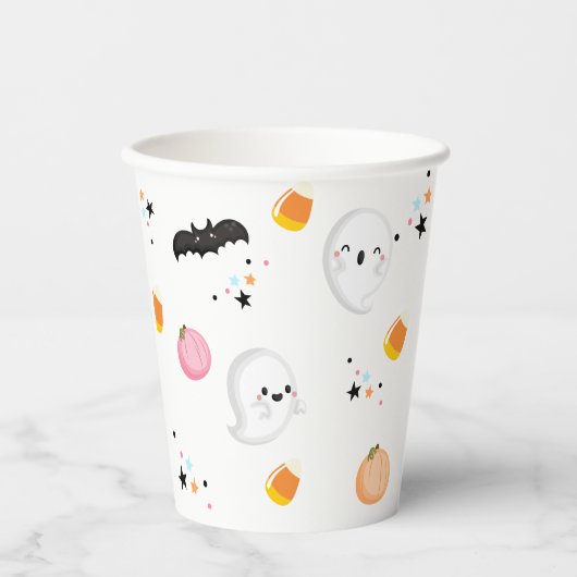 Ghost Halloween Verjaardag Roze Spooktacular Party Papieren Bekers (Voorkant)