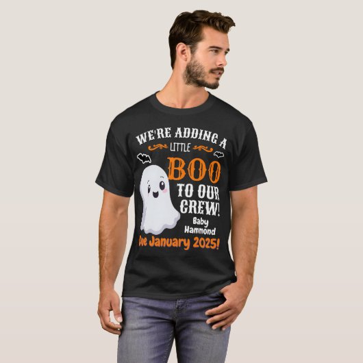 Ghost Halloween zwangerschapsaankondiging voor pap T-shirt (Voorkant volledig)