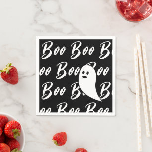Ghost Halloween zwart-wit boo patroon Servet