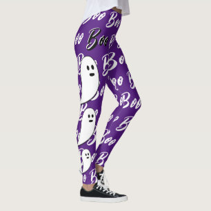 Ghost Halloween zwart wit paarse boo Leggings